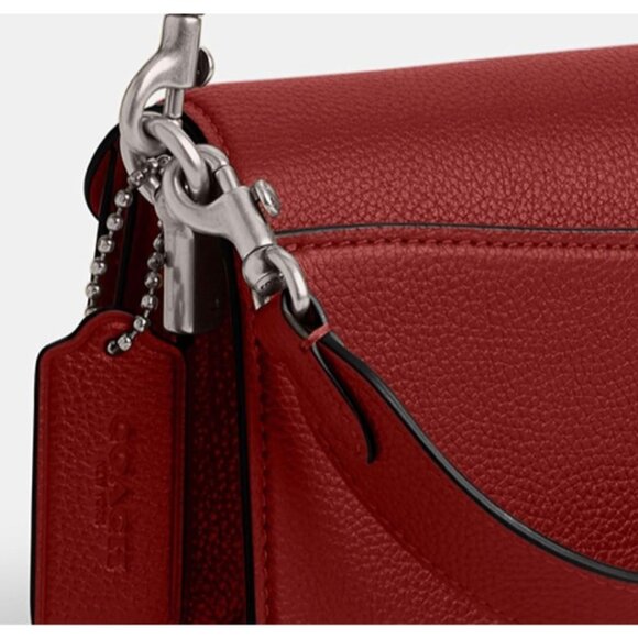 NEW! Coach Red Pebbled Leather Tabby 20 - Picture 3 of 6